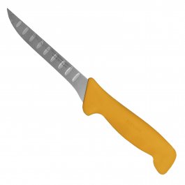 Nóż trybownik Polkars nr 13K, dł. 15 cm prosty, ryflowany żółty